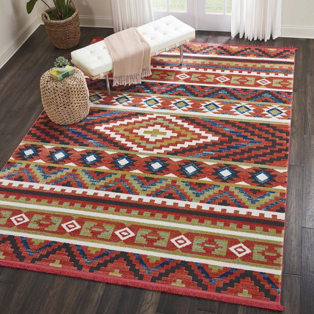 Nourison Navajo NAV04 7"10" x 10"9" Orange Area Rug, , large
