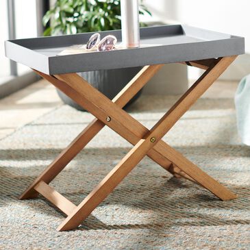 Safavieh Terance Patio Side Table in Natural/Gray, , large