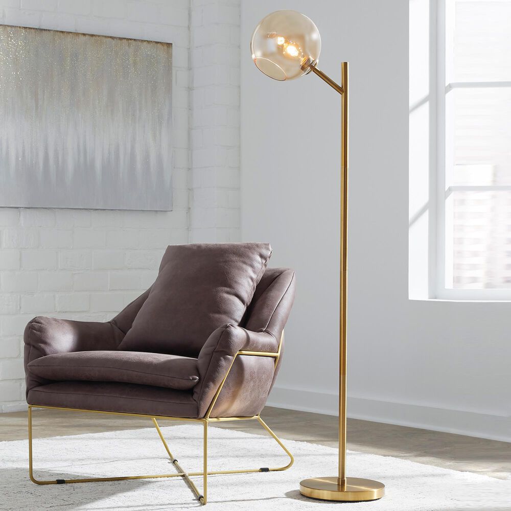 Ashley Abanson Metal Floor Lamp in Gold, , large