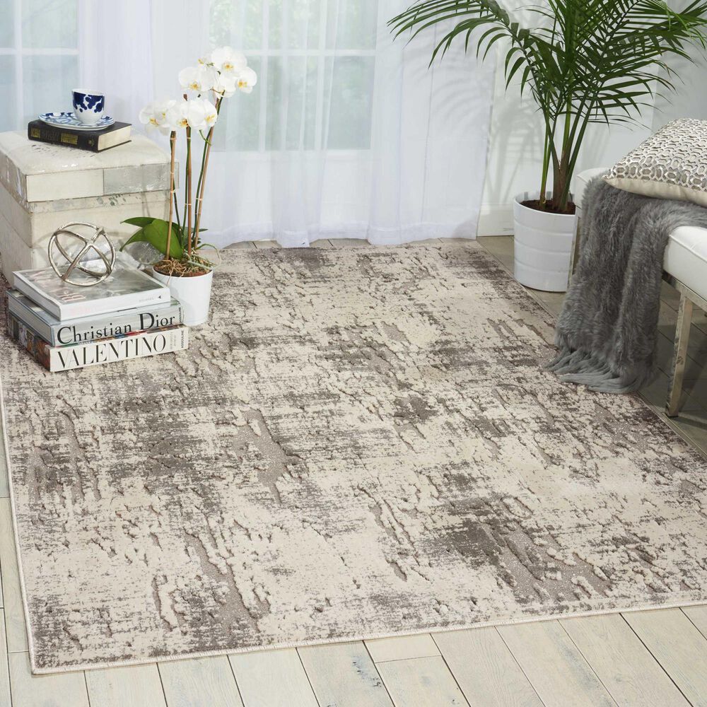 Nourison Gleam MA602 7&#39;10&quot; x 10&#39;6&quot; Ivory and Grey Area Rug, , large