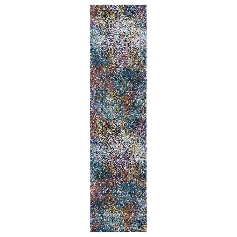 Safavieh Aria 2" x 8" Blue and Ivory Runner, , large
