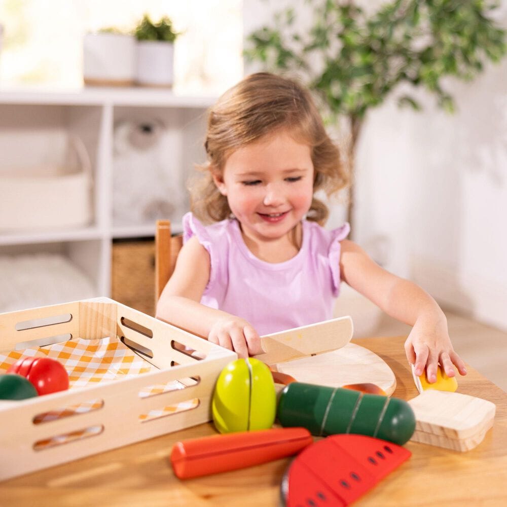 Melissa &amp; Doug Wooden Cutting Food Play Food Set, , large