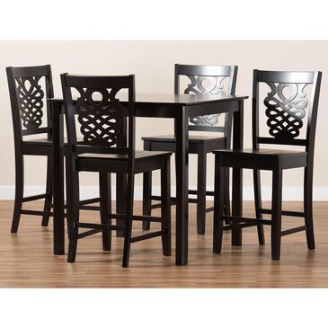 Baxton Studio Gervais 5-Piece Pub Set in Dark Brown, , large