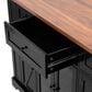 HOMLUX 53" Farmhouse Kitchen Island with Two Tempered Glass Cabinet Doors in Black, , large