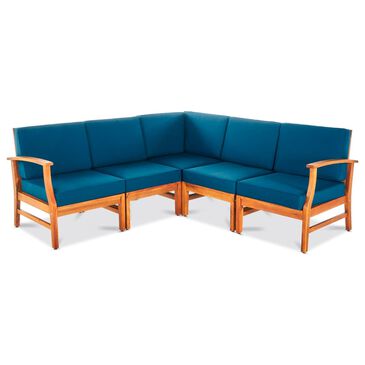 Hearth and Haven Perla 5-Piece Outdoor Sectional in Blue, , large