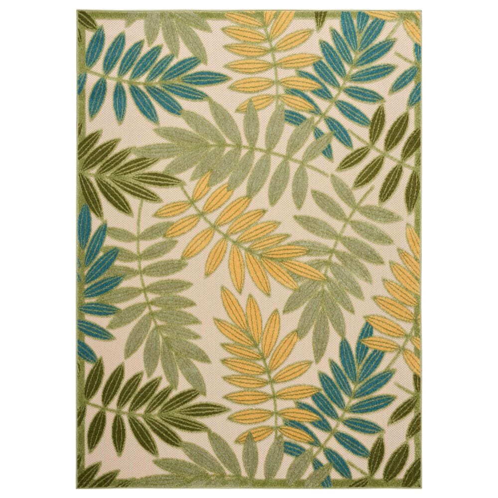 Nourison Aloha Nature 5"3" x 7"5" Green and Multicolor Indoor/Outdoor Area Rug, , large