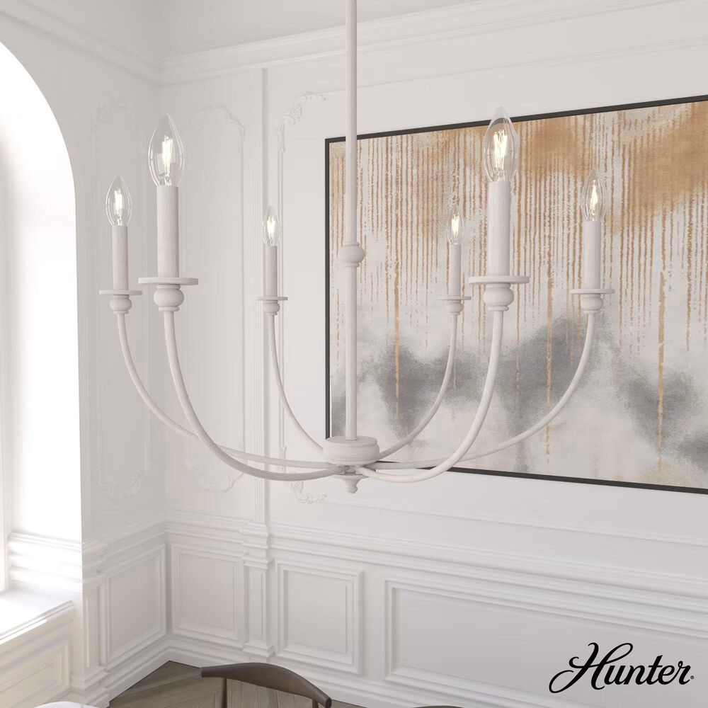 Hunter Southcrest 6-Light Chandelier in Distressed White, , large