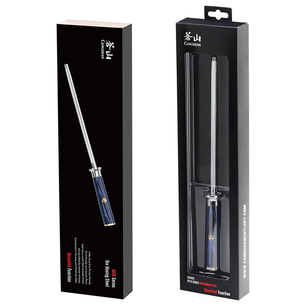 Cangshan Kita 9&quot; Honing Steel in Blue and Black, , large