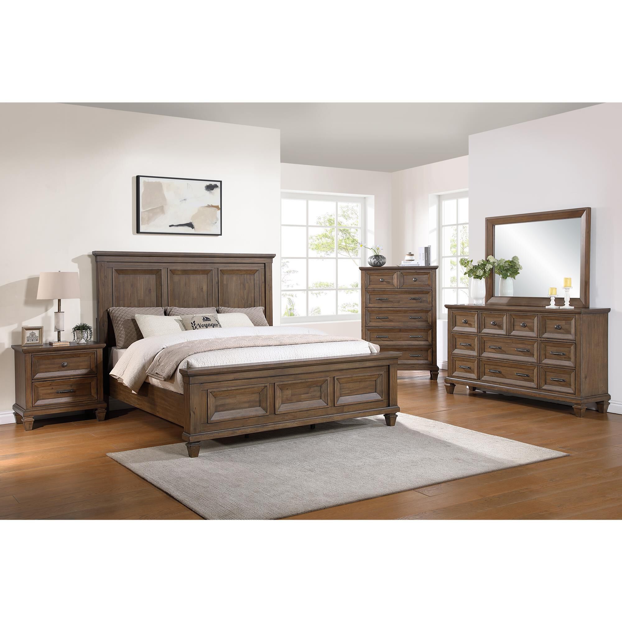 New Heritage Mariana 4-Piece King Panel Bedroom Set in Vintage Mocha