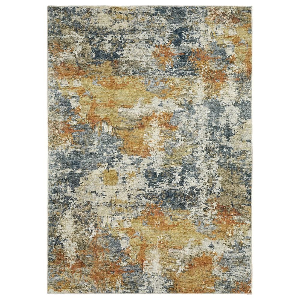 Oriental Weavers Malibu 5" x 7" Blue and Gold Area Rug, , large
