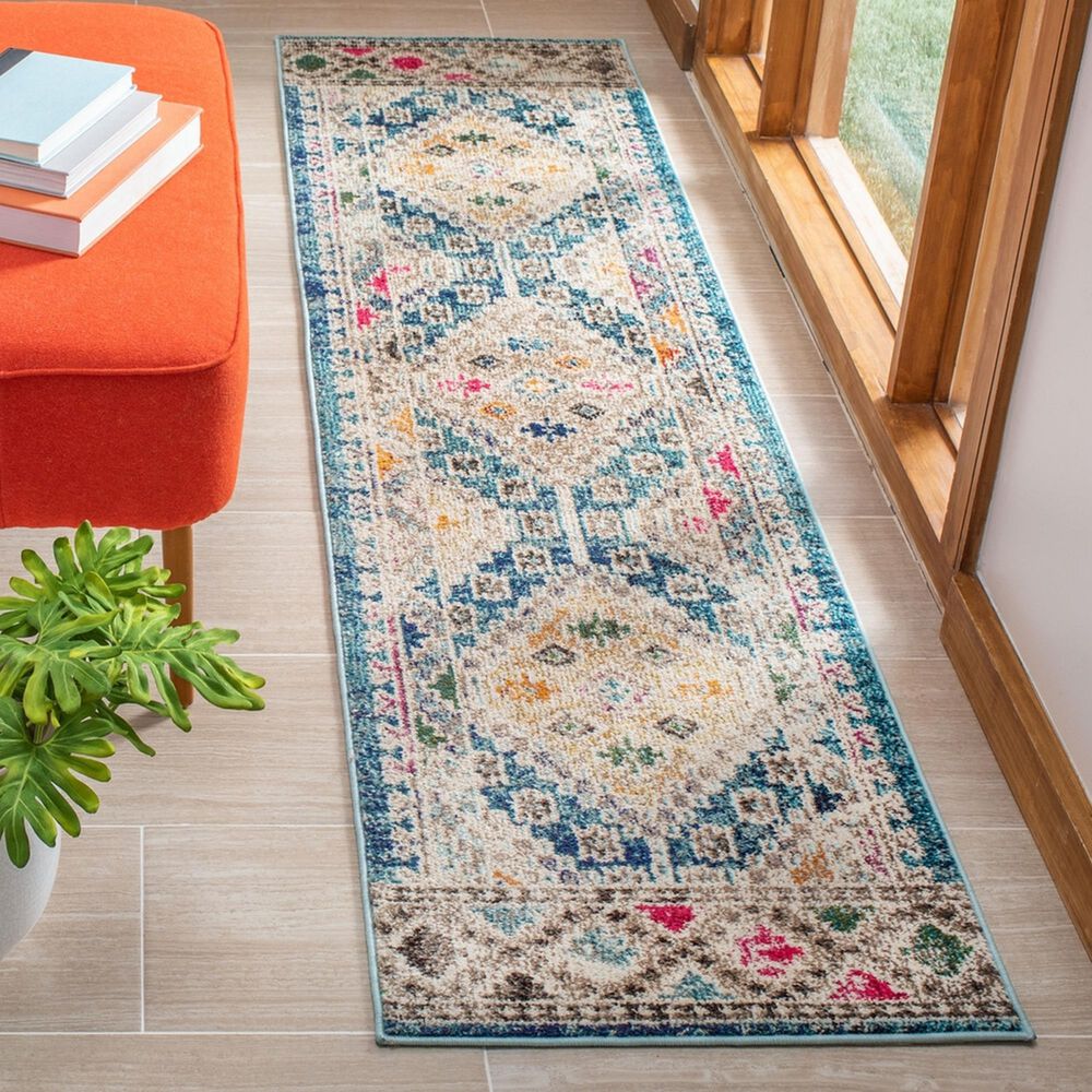 Safavieh Madison MAD418N 2&#39;2&quot; x 6&#39; Dark Blue and Yellow Runner, , large