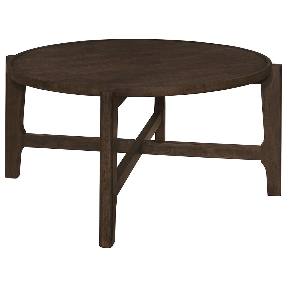 Pacific Landing Cota Round Coffee Table in Dark Brown, , large