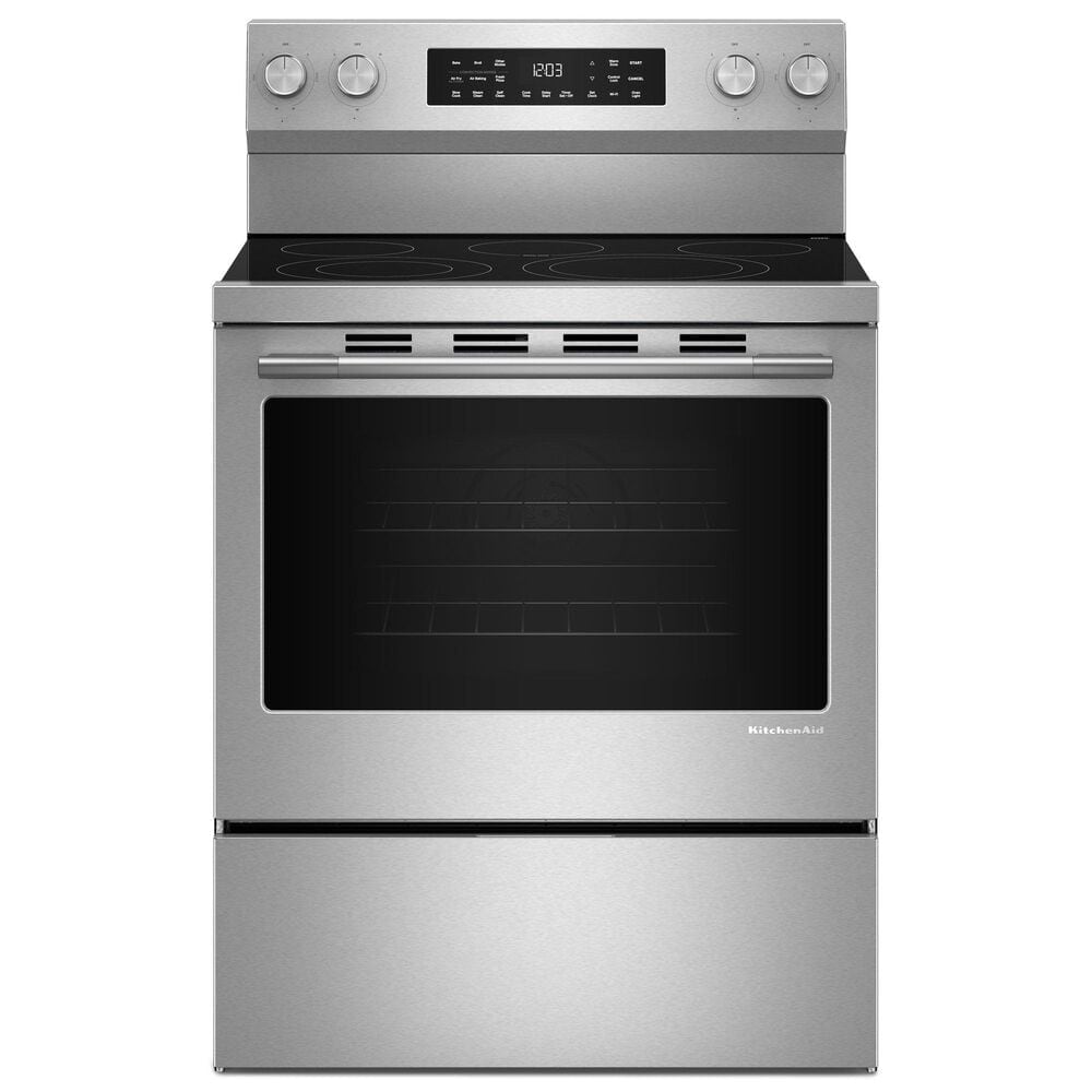 KitchenAid 5.3 Cu. Ft. Smart Freestanding Electric Range in PrintShield Stainless Steel, , large