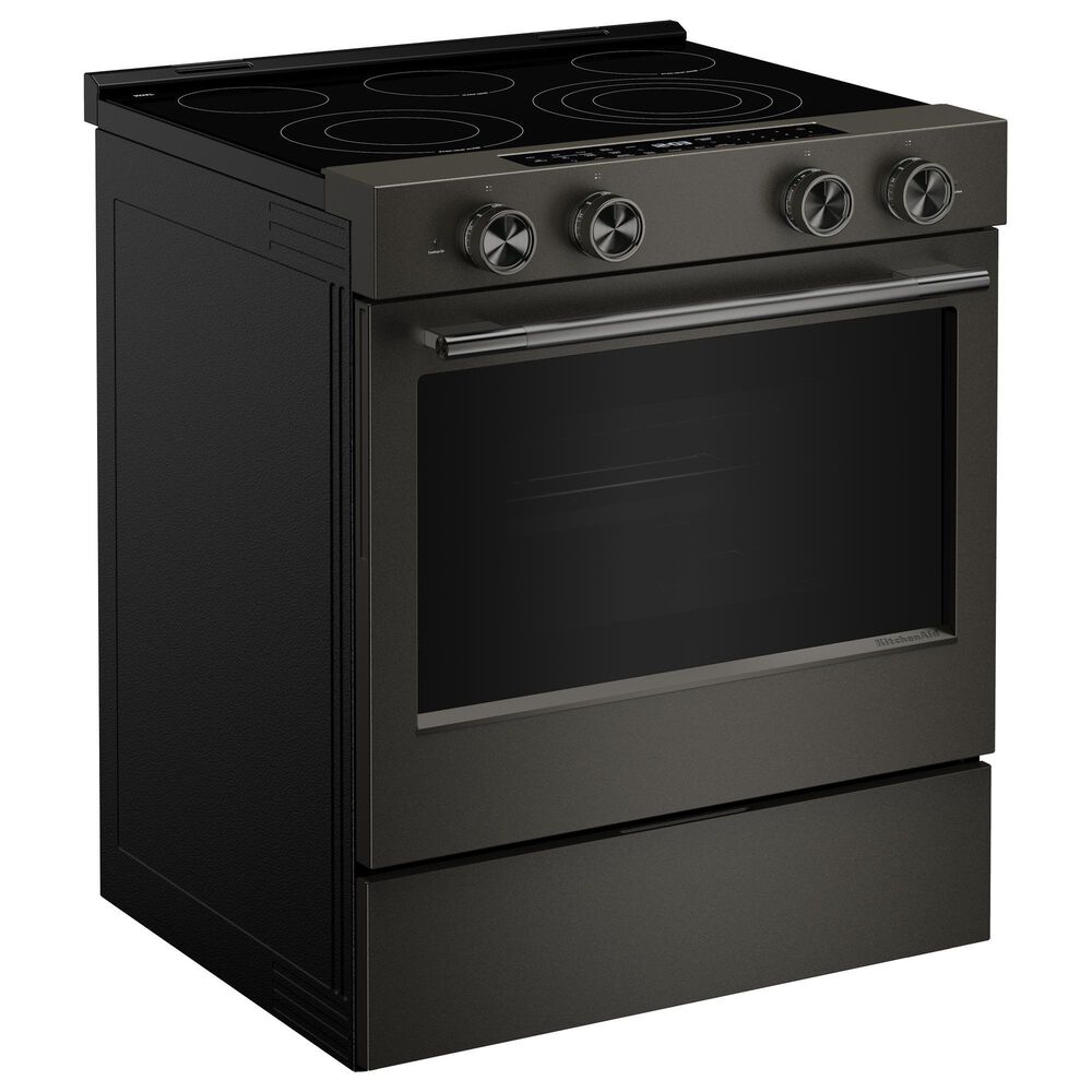 KitchenAid 2-Piece Kitchen Package with 30" Slide-In Smart Electric Range and 30" Over-the-Range Microwave Oven in Black Ore, , large