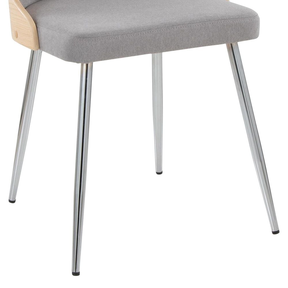 Lumisource Anabelle Side Chair with Grey Cushion in Chrome and Natural &#40;Set of 2&#41;, , large