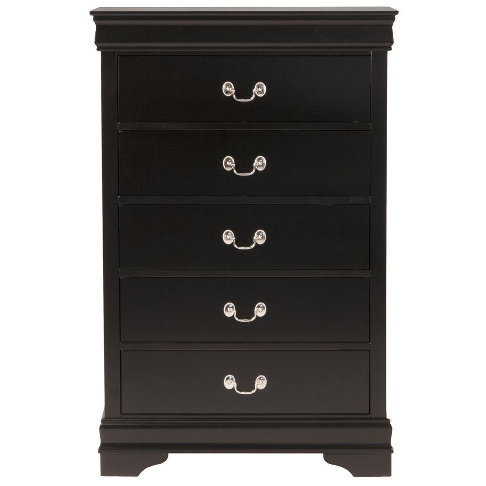 Claremont Louis Philip 5 Drawer Chest in Black, , large