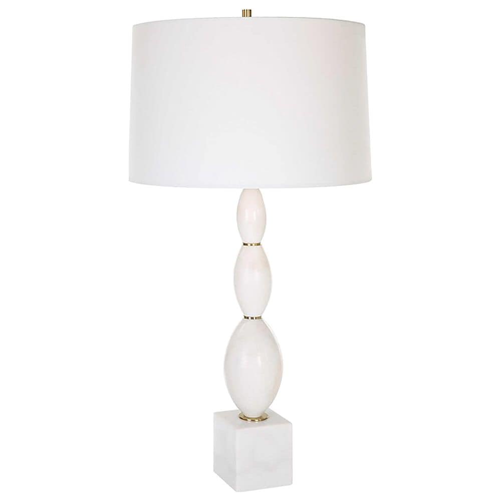 Uttermost Regalia Table Lamp in Beaded White and Antique Brushed Brass, , large