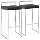 Lumisource Fuji Stackable Barstool with Black Velvet Cushion in Stainless Steel (Set of 2), , large