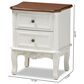 Baxton Studio Darlene 2-Drawer End Table in White and Cherry Brown, , large