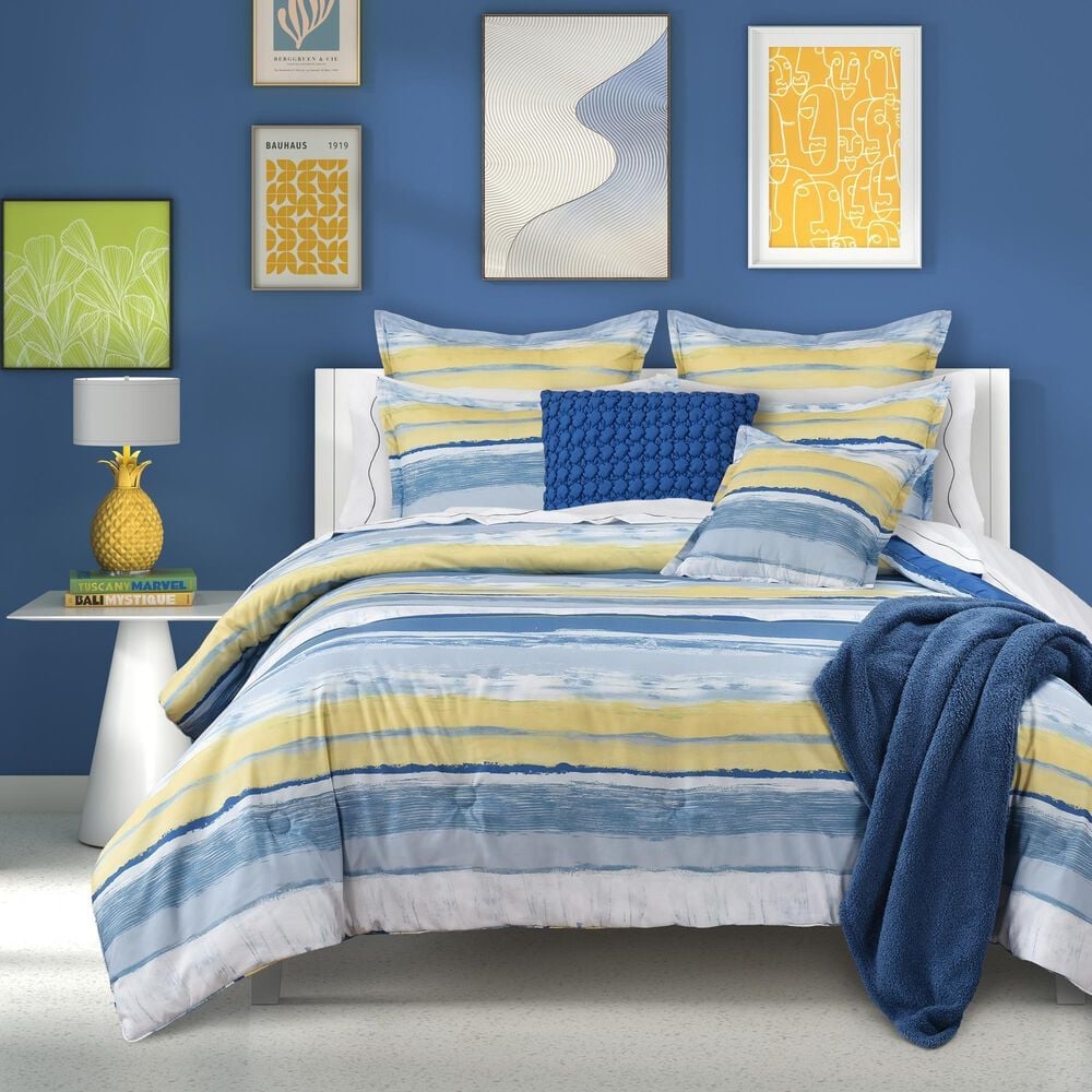 J. Queen New York Seashore 3-Piece King/California King Comforter Set in Blue, White and Yellow, , large