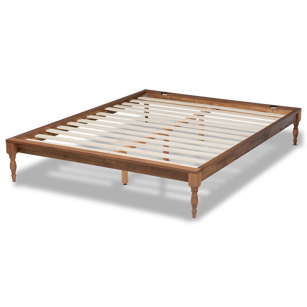 Baxton Studio Romy King Platform Bed Frame in Ash Walnut, , large