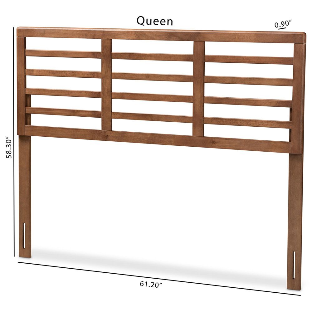Baxton Studio Salome Queen Slat Headboard in Walnut Brown, , large