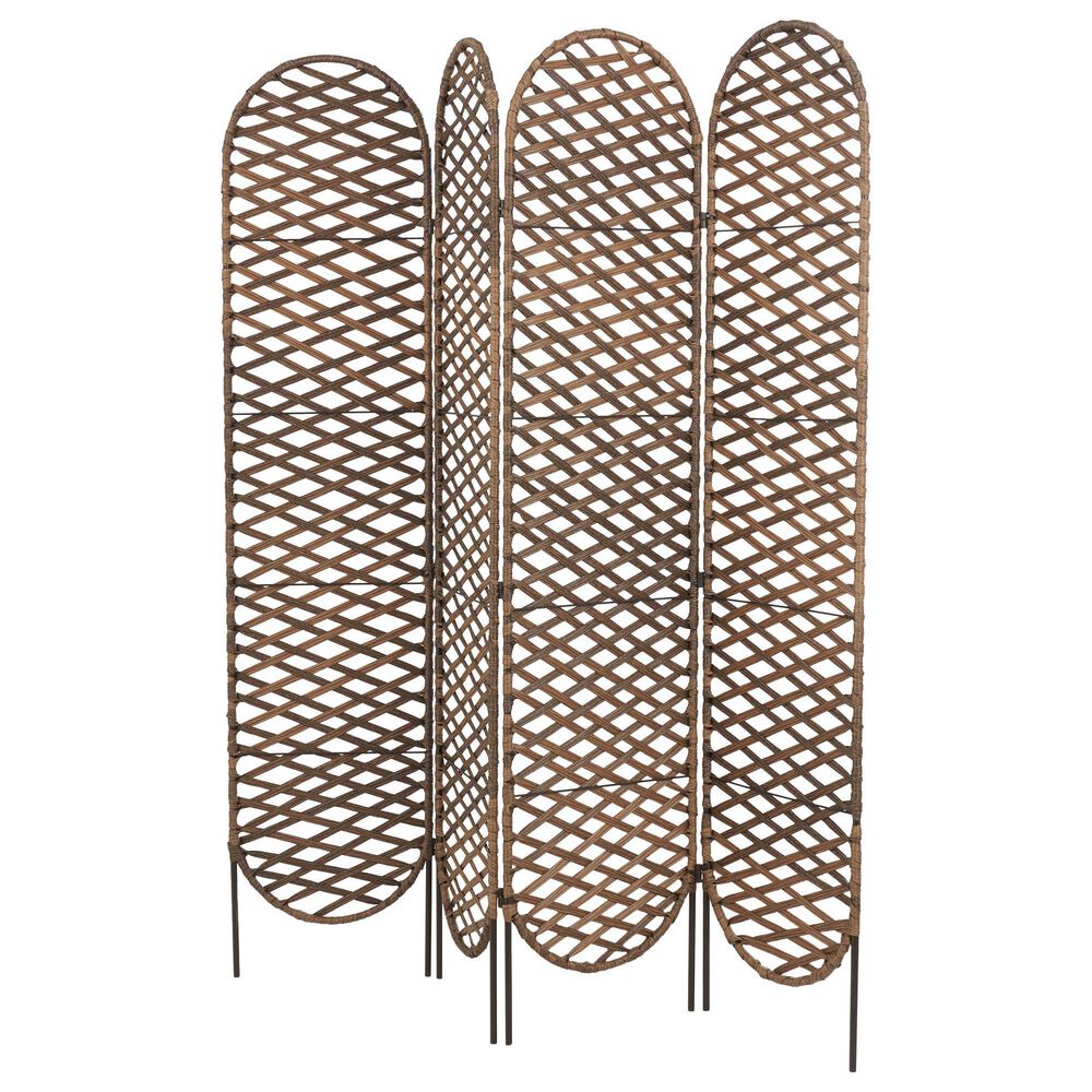 Maple and Jade 4-Panel Partition Room Divider Screen with Cutouts in Matte Copper, , large