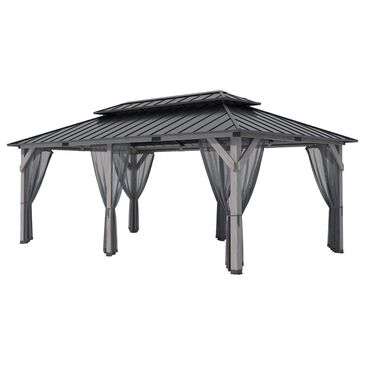 HOMLUX 12" x 20" Patio Hardtop Gazebo with Wood Posts in Light Gray, , large