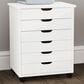 Linon Home Decor Cary 6-Drawer Wide Rolling Cart in White Wash, , large