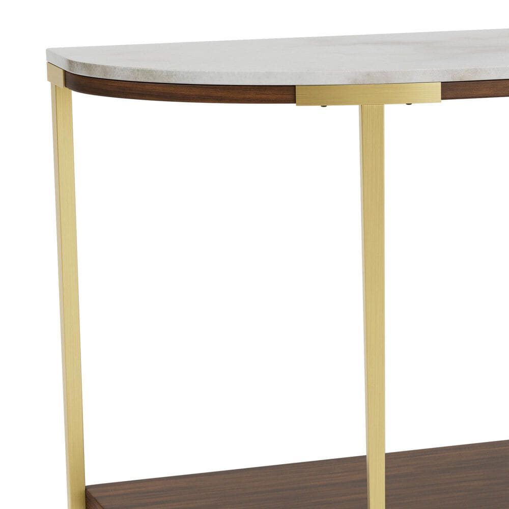 Riverside Furniture Emery Demilune Sofa Table in Smoked Cherry and Bronze, , large