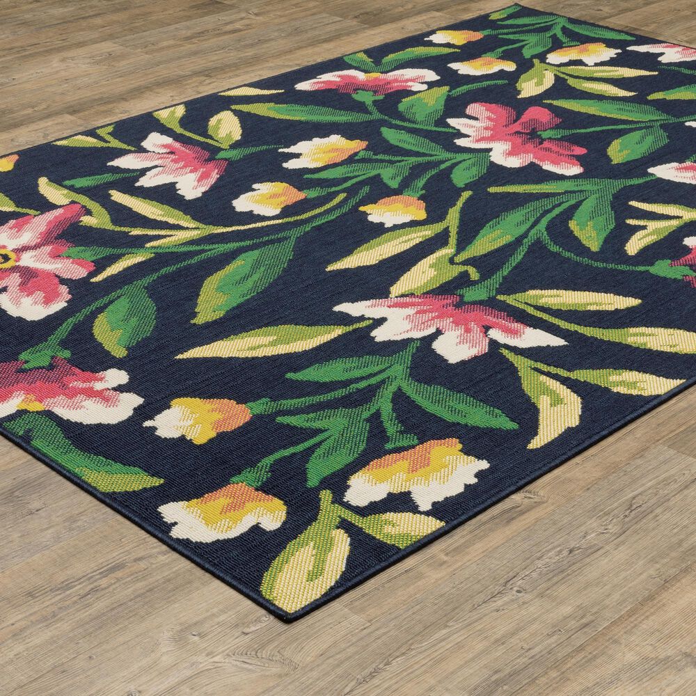 Oriental Weavers Havana HAV12 Navy and Multicolor 3'3" x 5' Indoor/Outdoor Area Rug, , large