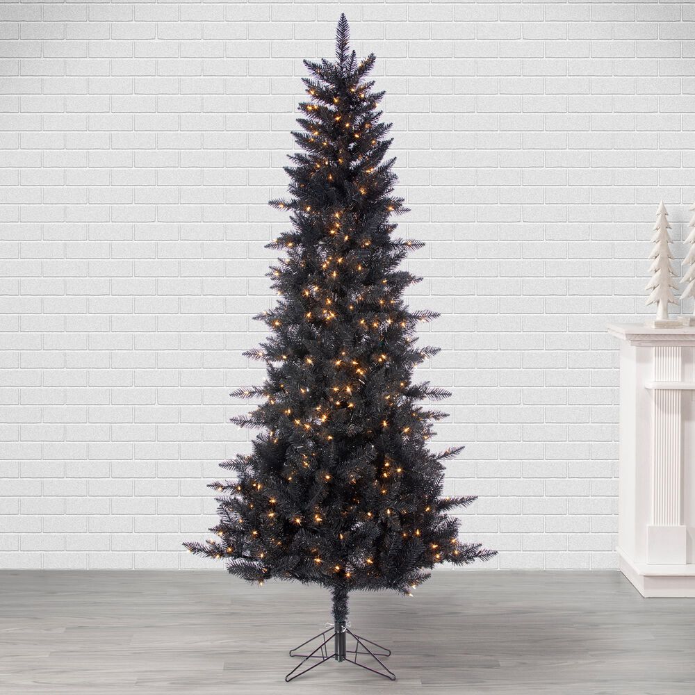 The Gerson Company 7.5&#39; Pre-Lit Tuscany Tinsel Christmas Tree in Black, , large