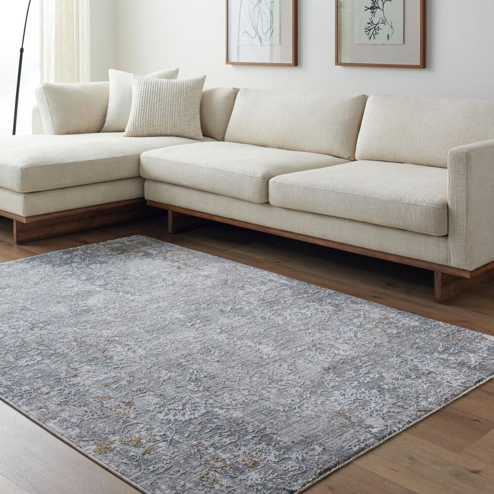 Surya Dresden DRE-2319 Medium Gray, Gray, White, Light Slate, Mustard and Rust 7'10" x 10'2" Area Rug, , large