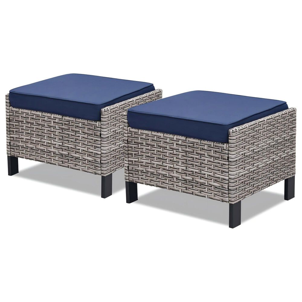 Sunwell Garden 5-Piece Patio Chat Set with Two Stationary Chairs in Navy, , large