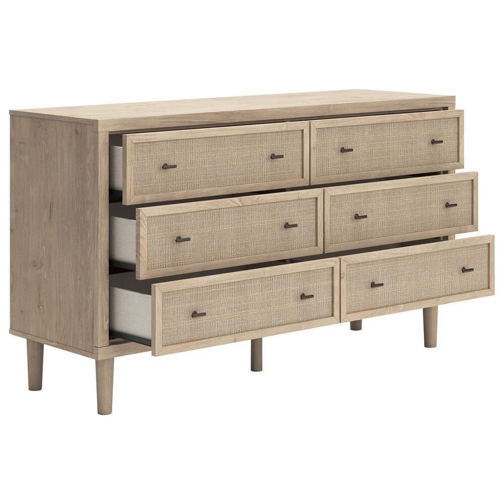 Ashley Cielden 6-Drawer Dresser and Mirror in Tan, , large
