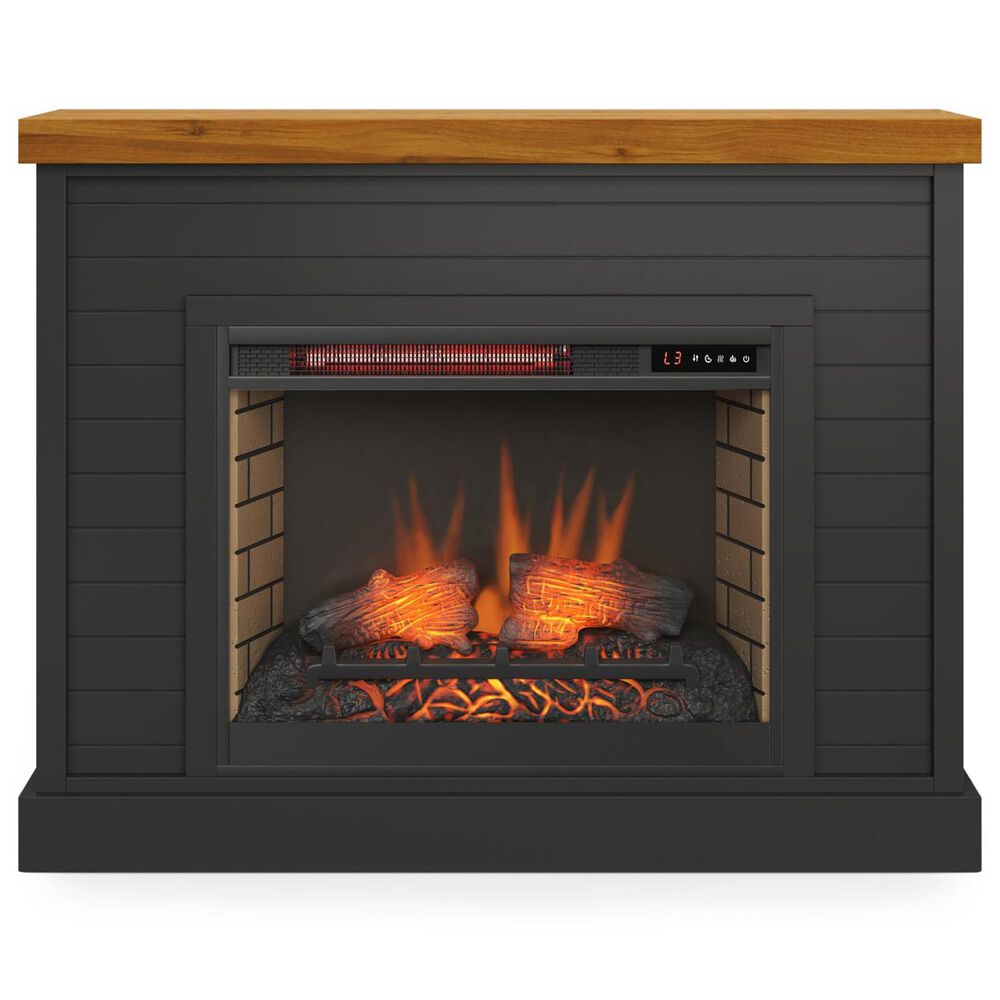 Legends Home Washington Fireplace Mantel with Fireplace Insert in Seal Skin Black and Whiskey, , large