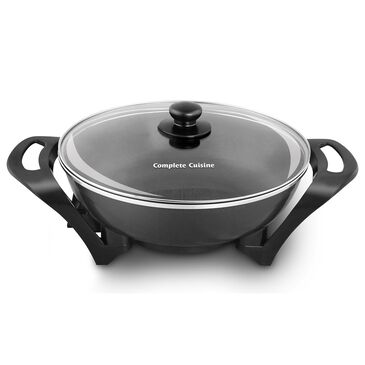 Complete Cuisine 5 Qt Electric Wok with Glass Lid in Black, , large