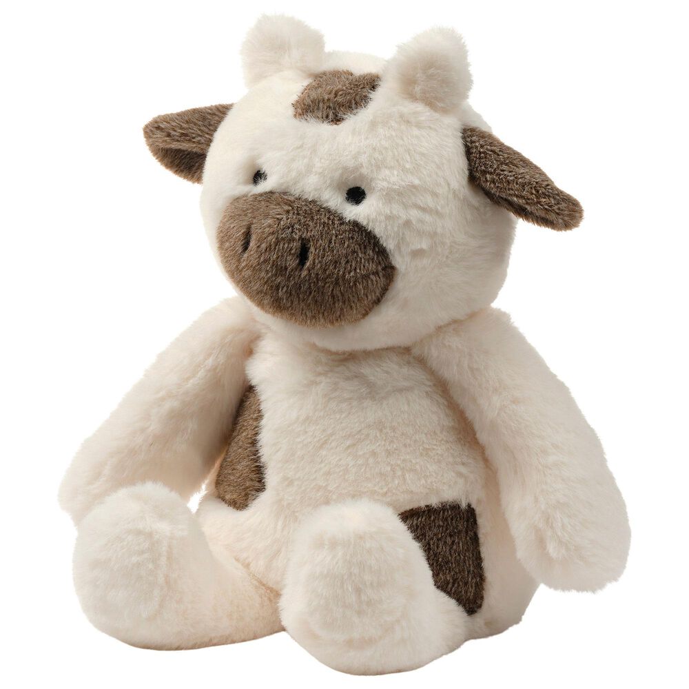 Lambs &amp; Ivy Farmyard Friends Milkshake Cow Plush Toy in White and Brown, , large