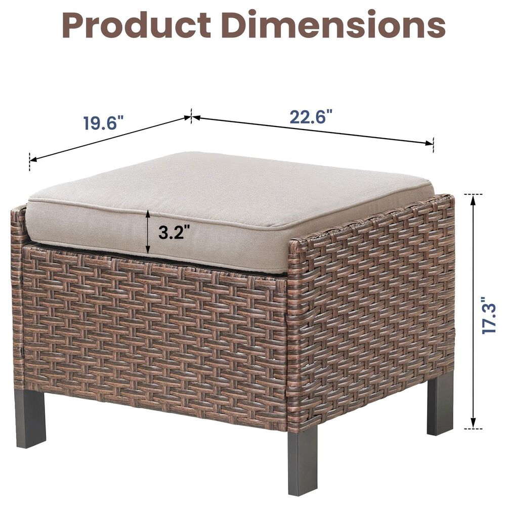 Sunwell Garden 8-Piece Patio Chat Set with Side Table in Beige, , large