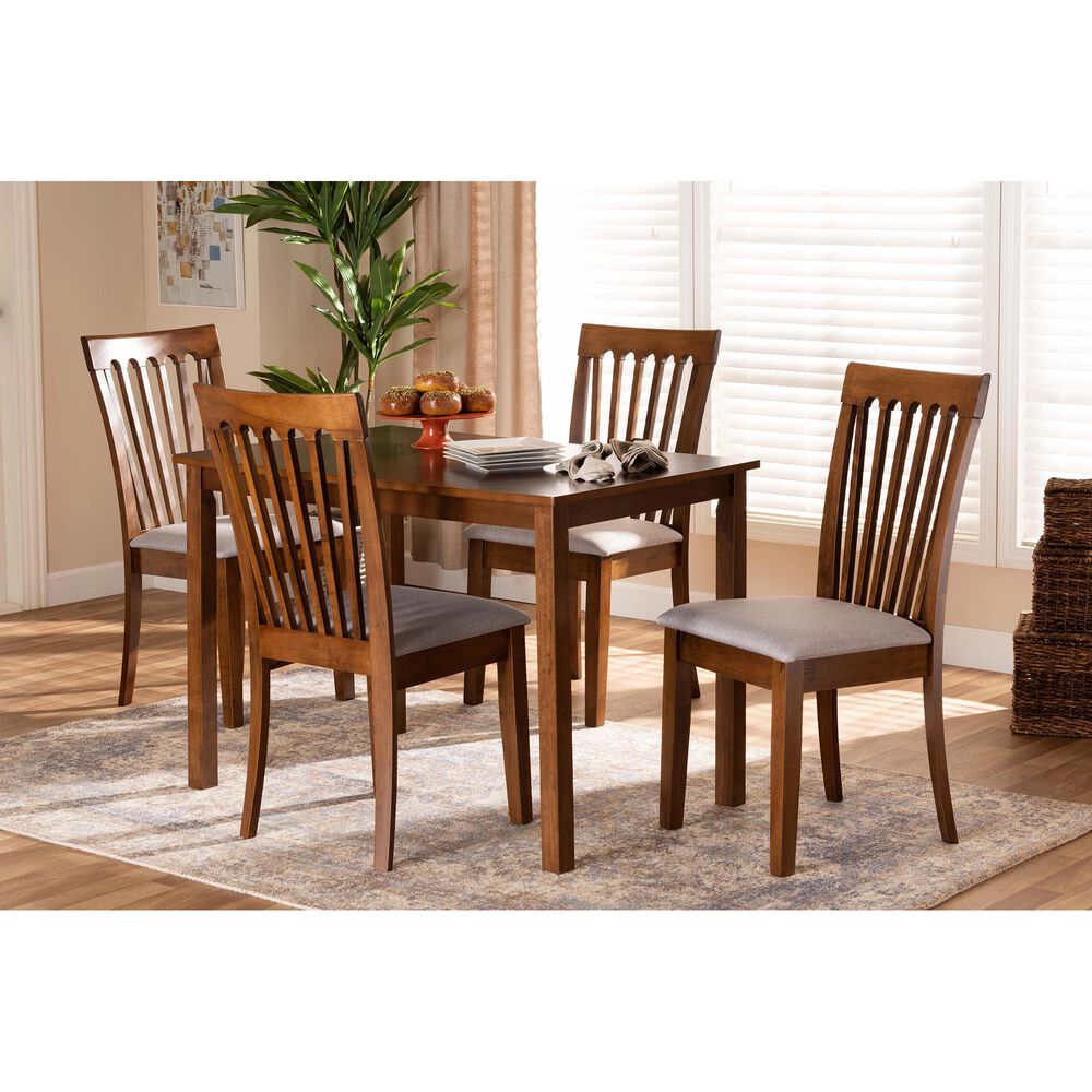 Baxton Studio Seda 5-Piece Dining Set in Grey/Walnut Brown, , large