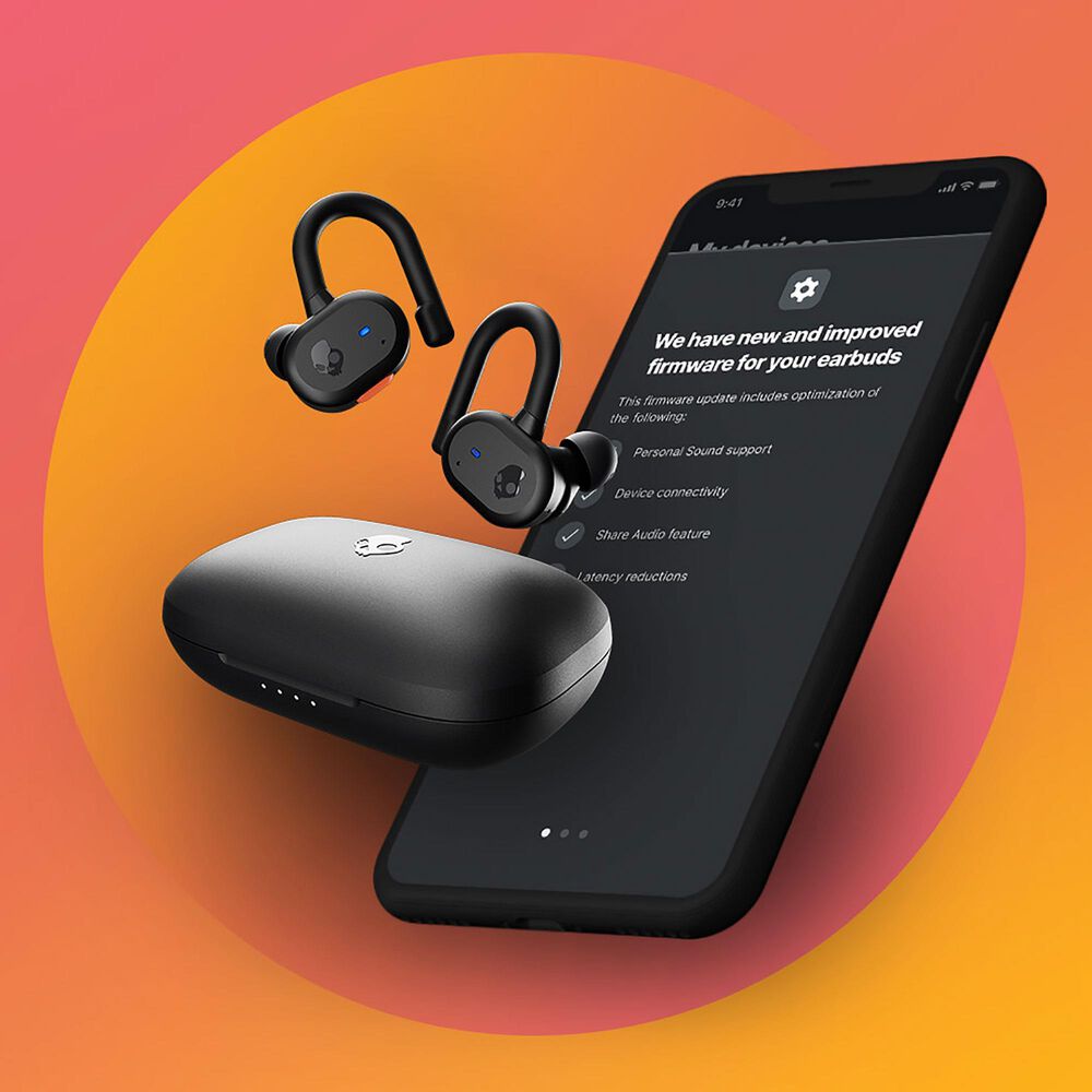 Skullcandy Push Active True Wireless Earbuds in Black and Orange, , large