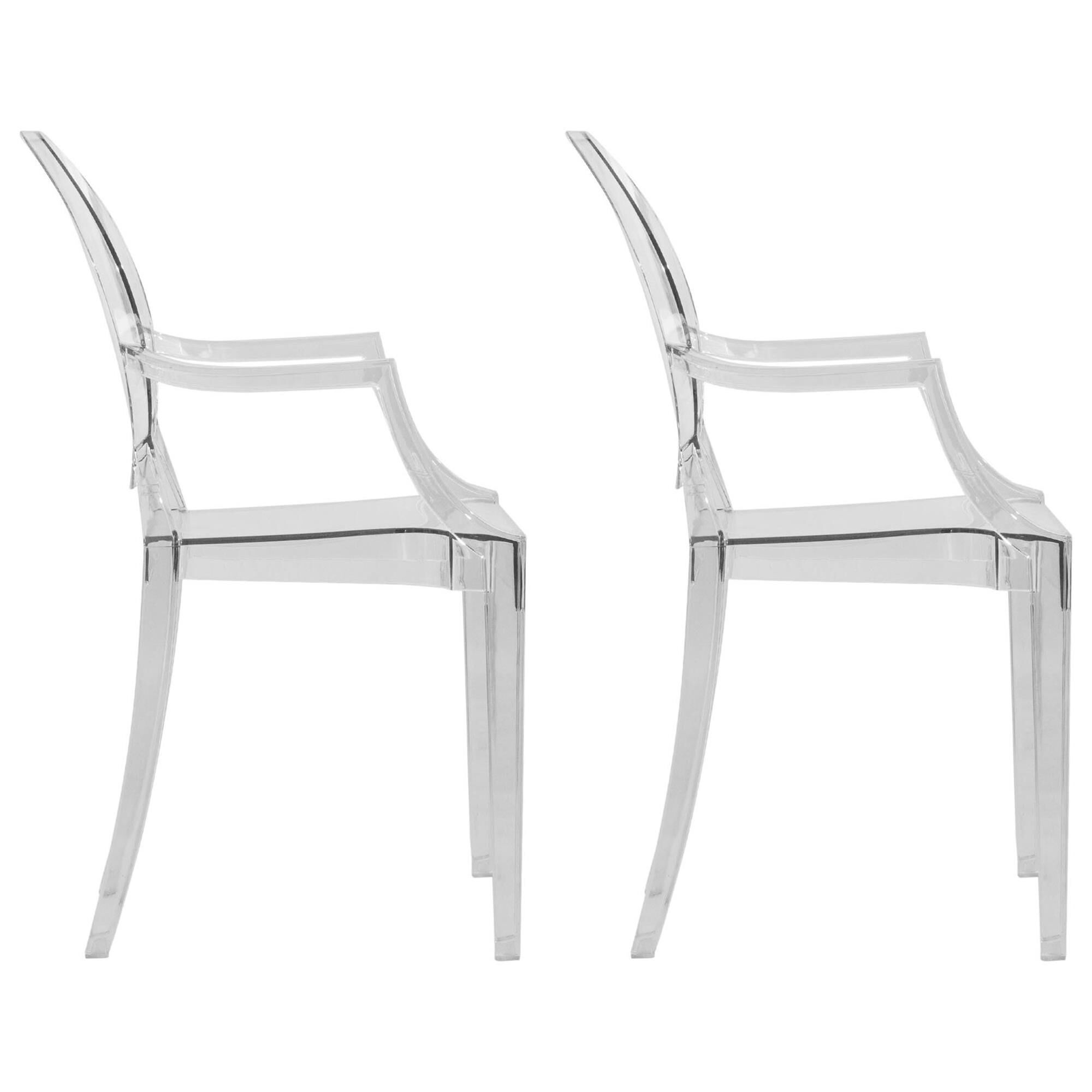 Leisuremod Carroll Acrylic Arm Chair in Clear Set of 2 NFM