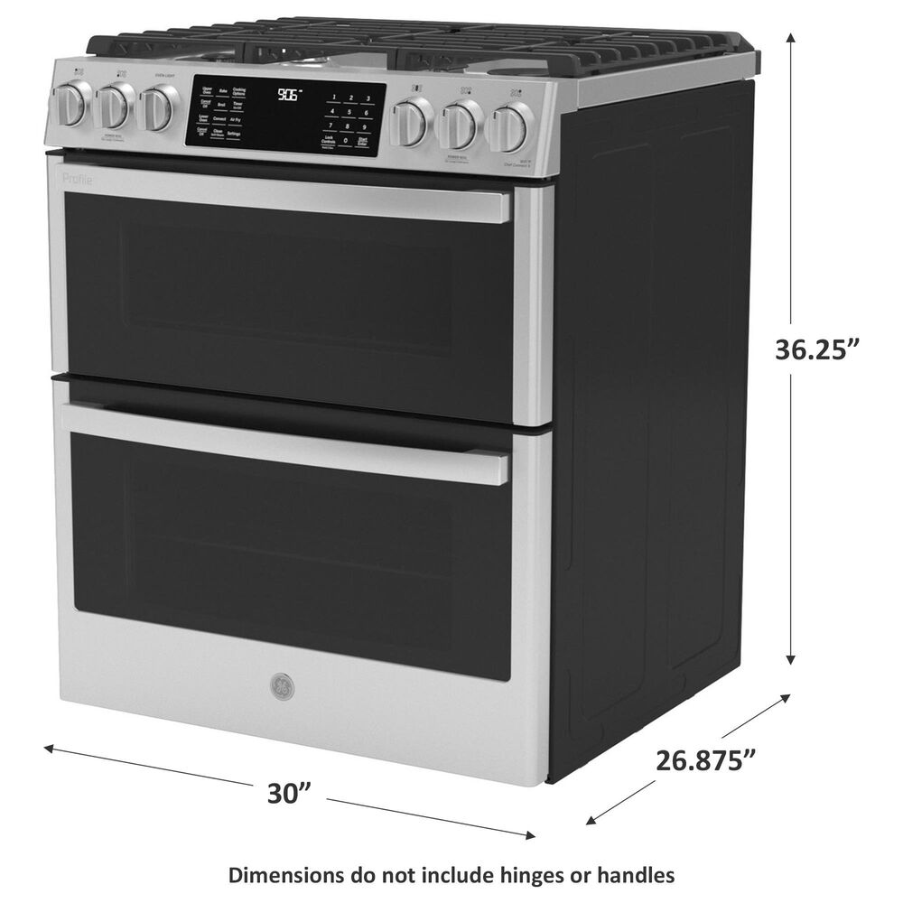 GE Profile 30&quot; Slide-In Front-Control Double Oven Range in Fingerprint Resistant Stainless Steel, , large