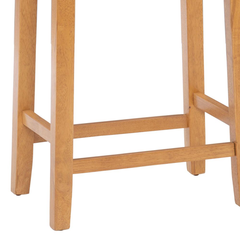 Linon Home Decor Claridge Counter Stool with Striped Beige Cushion in Rustic Brown, , large