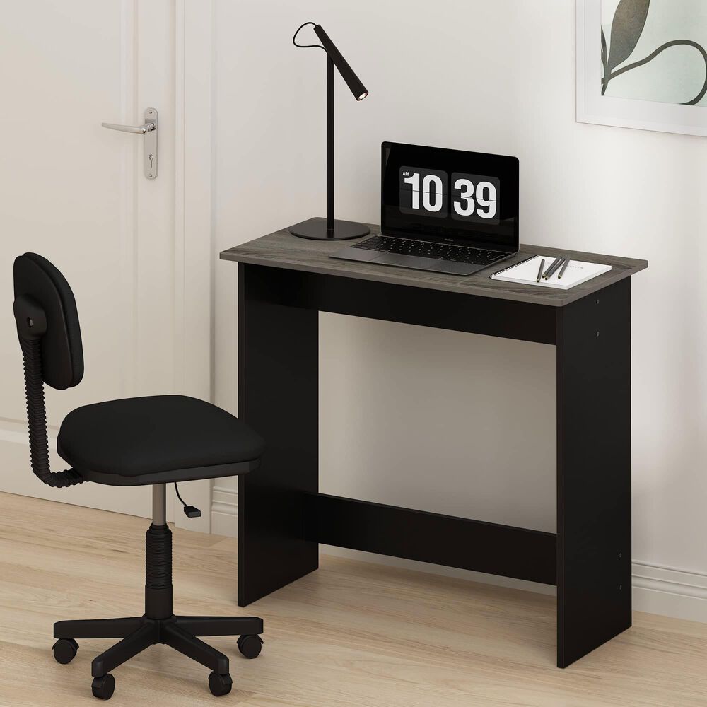 HOMLUX Modern Computer Desk in French Oak Grey and Black, , large