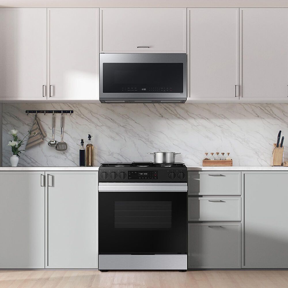 Samsung Bespoke Bespoke 6.0 Cu. Ft. Smart Slide-In Gas Range with 17K BTU Power Burner in Stainless Steel, , large