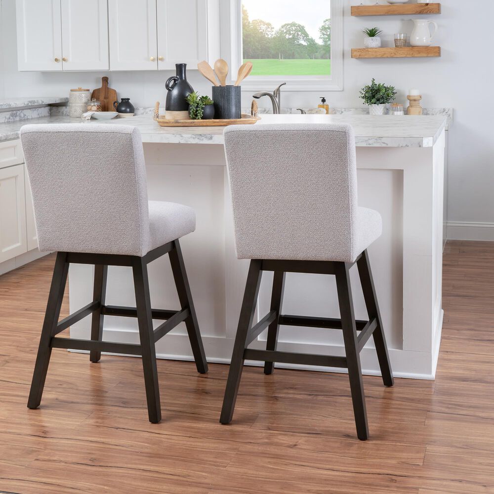 Linon Home Decor Cyrus Swivel Bar Stool in Grey (Set of 2), , large