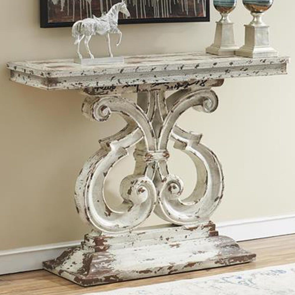 Shell Island Furniture Console Table in Stafford Aged Ivory and Brown, , large