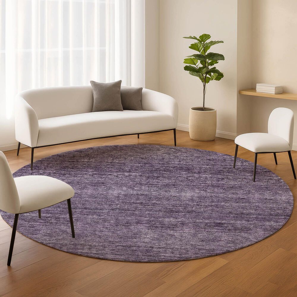 Dalyn Rug Company Soft Essentials Solid Plum 8' Round Indoor/Outdoor Area Rug, , large