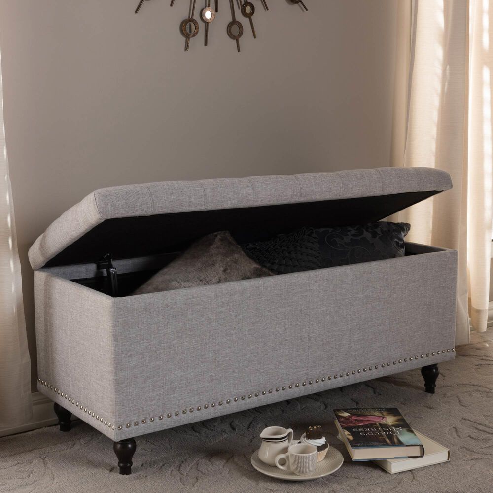 Baxton Studio Kaylee Storage Ottoman Bench in Grayish Beige, , large